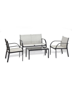 SET DA GIARDINO ESSENZA "ANKARA" IN ACCIAIO NERO 4 POLTRONE 1 DIVANO 1 TAVOLO