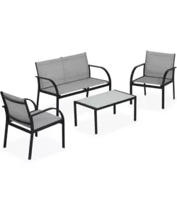 SET DA GIARDINO ESSENZA "ANKARA" IN ACCIAIO NERO 4 POLTRONE 1 DIVANO 1 TAVOLO