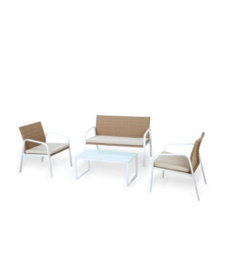 SET DA GIARDINO ESSENZA "MADEIRA" IN ACCIAIO BIANCO 4 POSTI
