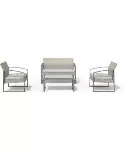 SET DA GIARDINO ESSENZA "ALICANTE" IN ACCIAIO BIANCO WASHED 4 POSTI