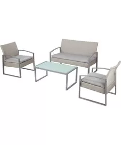 SET DA GIARDINO ESSENZA "ALICANTE" IN ACCIAIO BIANCO WASHED 4 POSTI