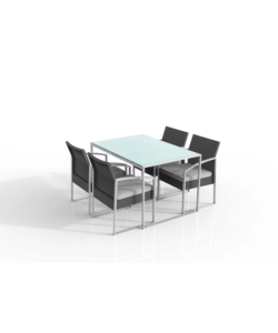 SET DA GIARDINO ESSENZA "BILBAO" IN ACCIAIO NERO WASHED 4 POLTRONE 1 TAVOLO
