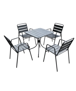 SET DA GIARDINO ESSENZA "KRYSTIN" IN ACCIAIO ANTRACITE 4 SEDIE 1 TAVOLO