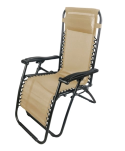 SDRAIO DA GIARDINO MULTIPOSIZIONE CON CUSCINO ESSENZA "SIESTA" IN ACCIAIO E TEXTILENE BEIGE 90X65X110 CM