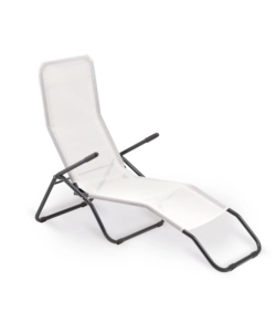 SDRAIO DA GIARDINO ESSENZA "FORMENTERA" IN ACCIAIO E TEXTILENE BIANCO 57X140X96 CM