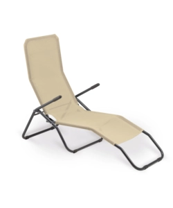 SDRAIO DA GIARDINO ESSENZA "FORMENTERA" IN ACCIAIO E TEXTILENE BEIGE 57X140X96 CM
