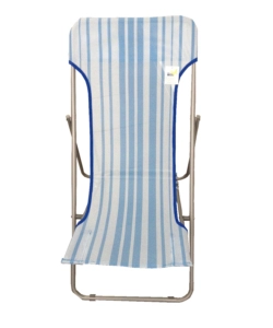 SDRAIO DA GIARDINO ESSENZA "BEACH" IN ACCIAIO E TEXTILENE RIGA AZZURRA 45X72X70 CM