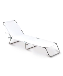 LETTINO PRENDISOLE PIEGHEVOLE E RECLINABILE ESSENZA "MAIORCA" IN ACCIAIO E PVC BIANCO 188X24X55 CM
