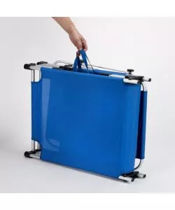 LETTINO PRENDISOLE PIEGHEVOLE, SCHIENALE E PARASOLE REGOLABILI E CUSCINO ESSENZA "MYKONOS" IN ALLUMINIO E TEXTILENE BLU 187X57X30 CM