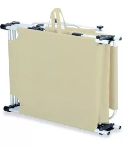 LETTINO PRENDISOLE PIEGHEVOLE, SCHIENALE E PARASOLE REGOLABILI E CUSCINO ESSENZA "MYKONOS" IN ALLUMINIO E TEXTILENE BEIGE 187X57X30 CM