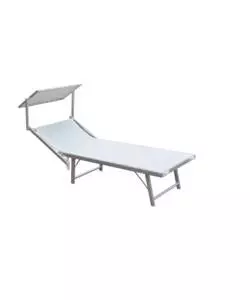 LETTINO PRENDISOLE RECLINABILE ESSENZA "IBIZA" IN ALLUMINIO E TEXTILENE BIANCO 183X59X36 CM