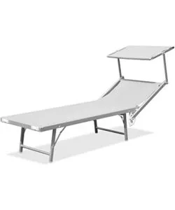 LETTINO PRENDISOLE RECLINABILE ESSENZA "IBIZA" IN ALLUMINIO E TEXTILENE BIANCO 183X59X36 CM