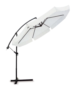 OMBRELLONE DA GIARDINO ROTONDO CON BRACCIO LATERALE ESSENZA IN POLIESTERE BIANCO 3X3 MT