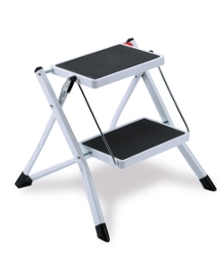 SGABELLO SALVASPAZIO IN ACCIAIO BIANCO 2 GRADINI 50X4X57 CM