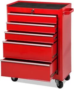 CARRELLO PORTA ATTREZZI 5 CASSETTI ESSENZA ROSSO 69X33X77,2 CM
