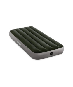 MATERASSO SINGOLO GONFIABILE INTEX "DURA BEAM DOWNY" COLORE VERDE SCURO CON POMPA A PEDALE, 99X191X25 CM - COD. 64761