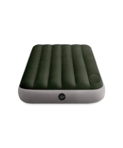 MATERASSO SINGOLO GONFIABILE INTEX "DURA BEAM DOWNY" COLORE VERDE SCURO CON POMPA A PEDALE, 99X191X25 CM - COD. 64761