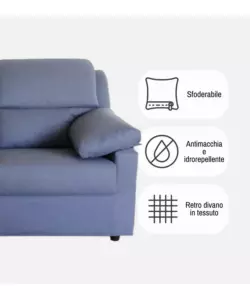 DIVANO 2 POSTI MAXI BELLAHOME "FIRENZE" AVIO TESSUTO SFODERABILE E ANTIMACCHIA, 170X95X93 CM