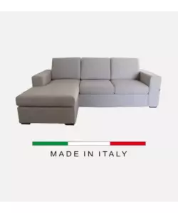 DIVANO CON PENISOLA REVERSIBILE BELLAHOME "BOLOGNA" BEIGE TESSUTO SFODERABILE E ANTIMACCHIA, 235X165X88 CM