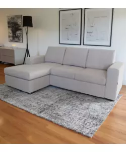 DIVANO CON PENISOLA REVERSIBILE BELLAHOME "BOLOGNA" BEIGE TESSUTO SFODERABILE E ANTIMACCHIA, 235X165X88 CM