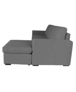 DIVANO CON PENISOLA REVERSIBILE BELLAHOME "BOLOGNA" GRIGIO TESSUTO SFODERABILE E ANTIMACCHIA, 235X165X88 CM