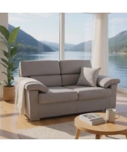 DIVANO 2 POSTI BELLAHOME "VENEZIA" GRIGIO TESSUTO SFODERABILE E ANTIMACCHIA, 160X93X93 CM