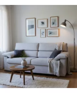 DIVANO 3 POSTI BELLAHOME "VENEZIA" GRIGIO TESSUTO SFODERABILE E ANTIMACCHIA, 200X93X93 CM