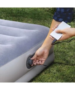 MATERASSO SINGOLO GONFIABILE INTEX "AIRBED DURA-BEAM PRESTIGE MID-RISE" CON POMPA USB INCORPORATA GRIGIO 99X191X30 CM - COD. 64112