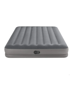 MATERASSO MATRIMONIALE GONFIABILE INTEX "AIRBED DURA-BEAM PRESTIGE MID-RISE" CON POMPA USB INCORPORATA GRIGIO 152X203X30 CM - COD. 64114