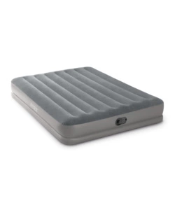 MATERASSO MATRIMONIALE GONFIABILE INTEX "AIRBED DURA-BEAM PRESTIGE MID-RISE" CON POMPA USB INCORPORATA GRIGIO 152X203X30 CM - COD. 64114