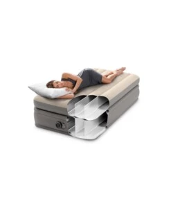 MATERASSO SINGOLO AUTOGONFIANTE INTEX "AIRBED DURA-BEAM PRIME COMFORT ELEVATED" CON POMPA ELETTRICA INCORPORATA BEIGE 99X191X51 CM - COD. 64162ND