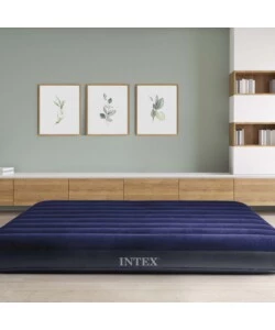 MATERASSO MATRIMONIALE KING GONFIABILE INTEX "AIRBED DURA-BEAM STANDARD CLASSIC DOWNY" BLU 183X203X25 CM - COD. 64755