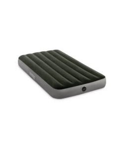 MATERASSO SINGOLO GONFIABILE INTEX "AIRBED DURA-BEAM STANDARD PRESTIGE DOWNY" CON POMPA A BATTERIA VERDE 99X191X25 CM - COD. 64777