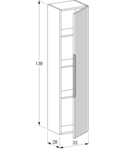COLONNA PENSILE SOSPESA DECOR BAGNO "CANALETTO" CON 1 ANTA COLORE GRIGIO CALDO, 35X28X138 CM