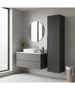 COLONNA PENSILE SOSPESA DECOR BAGNO "CANALETTO" CON 1 ANTA COLORE GRIGIO LAVA, 35X28X138 CM