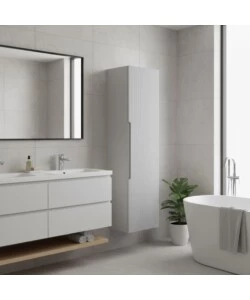 COLONNA PENSILE SOSPESA DECOR BAGNO "CANALETTO" CON 1 ANTA COLORE BIANCO NEVE, 35X28X138 CM