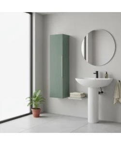 COLONNA PENSILE SOSPESA DECOR BAGNO "CANALETTO" CON 1 ANTA COLORE VERDE SALVIA, 35X28X138 CM