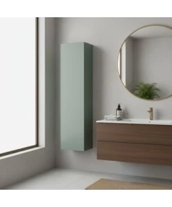 COLONNA PENSILE SOSPESA DECOR BAGNO CON 1 ANTA COLORE VERDE SALVIA, 35X28X138 CM