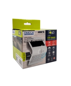 APPLIQUE DA ESTERNO SOLARE CREPUSCOLARE CON SENSORE DI MOVIMENTO COLORE BIANCO, 1,5 W 4000 K