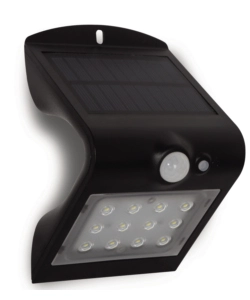 APPLIQUE DA ESTERNO SOLARE CREPUSCOLARE CON SENSORE DI MOVIMENTO COLORE NERO, 1,5 W 4000 K