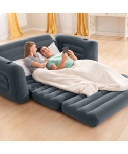 DIVANO LETTO GONFIABILE 2 POSTI INTEX COLORE GRIGIO 203X231X66 CM - COD. 66552NP