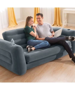 DIVANO LETTO GONFIABILE 2 POSTI INTEX COLORE GRIGIO 203X231X66 CM - COD. 66552NP