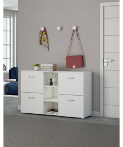 SCARPIERA DA INGRESSO "VENERE" CON 4 ANTE COLORE BIANCO, 125X35X75 CM