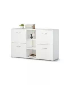 SCARPIERA DA INGRESSO "VENERE" CON 4 ANTE COLORE BIANCO, 125X35X75 CM
