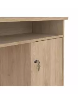 SCRIVANIA CON ANTA E 3 CASSETTI IN TRUCIOLATO COLORE QUERCIA, 126X55X75,6 CM