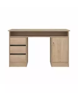 SCRIVANIA CON ANTA E 3 CASSETTI IN TRUCIOLATO COLORE QUERCIA, 126X55X75,6 CM