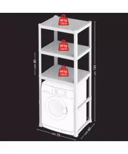 MOBILE LAVANDERIA BAMA "ORGANIZER" IN POLIPROPILENE BIANCO 75X60X184 CM