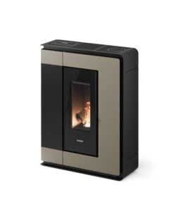 STUFA A PELLET SLIM CANALIZZATA ERMETICA FREEPOINT "ARCO 9" LIGHT BRONZE 8,5 KW CON WI-FI