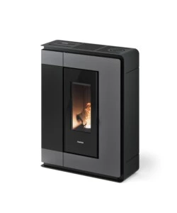 STUFA A PELLET SLIM CANALIZZATA ERMETICA FREEPOINT "ARCO 9" TITANIUM 8,5 KW CON WI-FI