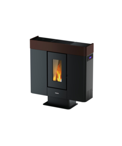 STUFA A PELLET SLIM CANALIZZATA ERMETICA FREEPOINT "MOON" MOKA 10 KW CON WI-FI